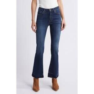 FRAME Le Crop Mini Boot Jeans Denim Stretch Raw Hem Dark Wash Size 31